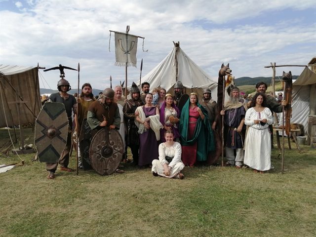 The Omnis Barbaria group at a festival camp